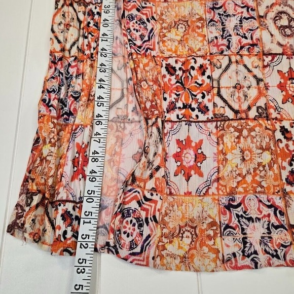 SOFT SURROUNDINGS Size SMALL Orange Floral Batik Short Sleeve Smocked Maxi Dress - Picture 9 of 9